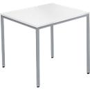 Schäfer Shop Pure Steel tube table, rectangular, square tube foot, W 1200 x D 700 zero x H 720 mm, white/white aluminium