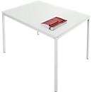 Schäfer Shop Pure Steel tube table, rectangular, square tube foot, W 1200 x D 800 zero x H 720 mm, light grey/light grey