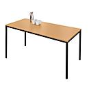 Schäfer Shop Pure Steel tube table, trapezoidal, square tube foot, W 1600 x D 690 x H 720 mm, beech/black