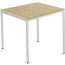 Schäfer Shop Pure Table en tube d'acier, carrée, pied en tube carré, L 800 x P 800 x H 720 mm, érable/aluminium blanc