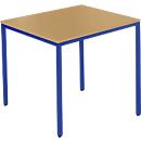 Schäfer Shop Pure Table en tube d'acier, carrée, pied en tube carré, L 800 x P 800 x H 720 mm, hêtre/bleu gentiane
