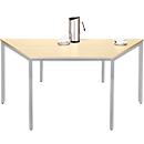 Schäfer Shop Pure Table en tube d'acier, forme trapèz, pied en tube carré, L 1600/800 x P 690 x H 720 mm, érable/aluminium blanc