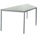 Schäfer Shop Pure Table en tube d'acier, forme trapèz, pied en tube carré, L 1600 x P 690 zéro x H 720 mm, gris clair/aluminium blanc
