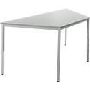 Schäfer Shop Pure Table en tube d'acier, forme trapèz, pied en tube carré, L 1600 x P 690 zéro x H 720 mm, gris clair/gris clair