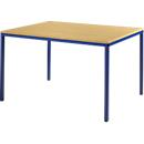 Schäfer Shop Pure Table en tube d'acier, rectangulaire, pied en tube carré, L 1200 x P 800 x H 720 mm, hêtre/bleu gentiane