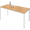 Schäfer Shop Pure Table en tube d'acier, rectangulaire, pied en tube carré, L 1400 x P 800 x H 720 mm, hêtre/aluminium blanc