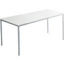 Schäfer Shop Pure Table en tube d'acier, rectangulaire, pied en tube carré, L 1400 x P 800 zéro x H 720 mm, gris clair/aluminium blanc