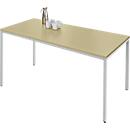 Schäfer Shop Pure Table rectangulaire en tube d'acier, pied en tube carré, L 1600 x P 700 x H 720 mm, érable/aluminium blanc