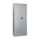Schäfer Shop Pure Universele kast, 5 OH, 4 legborden, afsluitbaar, B 800 x D 400 x H 1935 mm, staal, alu wit RAL 9006/blank aluminium RAL 9006