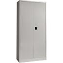 Schäfer Shop Pure Universele kast, 5 OH, 4 legborden, afsluitbaar, B 950 x D 400 x H 1935 mm, staal, alu wit RAL 9006/blank aluminium RAL 9006