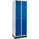 Schäfer Shop Pure Vestiaire, 2 compartiments, sur socle, serrure à came batteuse, gris clair/bleu gentiane