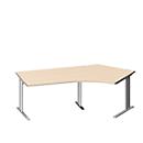 Schäfer Shop Pure Winkelschreibtisch PLANOVA BASIC, 135° Winkel rechts, C-Fuß, B 2165 x T 800/800 x H 717 mm, Ahorn/weiß + Kabelkanal