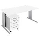 Schäfer Shop Select 2-tlg. Büromöbel-Set COMBITEC, Schreibtisch, B 1600 mm, weiß/weißalu + Rollcontainer 1233
