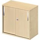 Schäfer Shop Select add-on sliding door cabinet LOGIN, 2 file heights, W 800 x D 420 x H 726 mm, maple decor/maple decor