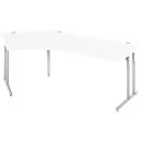Schäfer Shop Select angled desk COMBITEC, 135° angle left, C-foot, W 2165 x D 800/800 x H 677-817 mm, white/white aluminum