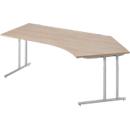 Schäfer Shop Select angled desk COMBITEC, 135° angle right, C-foot, W 2165 x D 800/800 x H 677-817 mm, oak/white aluminum
