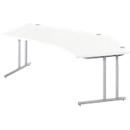 Schäfer Shop Select angled desk COMBITEC, 135° angle right, C-foot, W 2165 x D 800/800 x H 677-817 mm, white/white aluminum