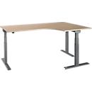 Schäfer Shop Select angled desk ERGO-T 2.0, electrically height adjustable, 90° angle right, T-foot, W 2000 mm, oak decor/anthracite