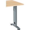 Schäfer Shop Select Ansatztisch LOGIN, C-Fuß, B 1000 x T 600 x H 660-820 mm, Ahorn/basaltgrau