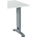 Schäfer Shop Select Ansatztisch LOGIN, C-Fuß, B 1000 x T 600 x H 660-820 mm, lichtgrau/basaltgrau