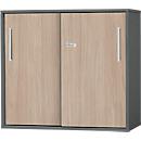 Schäfer Shop Select Anstell-/Aufsatz-Schiebetürenschrank SET UP, 2 OH, B 800 x T 420 x H 726 mm, graphit/eiche