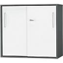 Schäfer Shop Select Anstell-/Aufsatz-Schiebetürenschrank SET UP, 2 OH, B 800 x T 420 x H 726 mm, graphit/weiß 