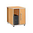Schäfer Shop Select Anstellcontainer Moxxo IQ, PC-Towerfach, 1 Tür, 2 seitliche Fächer, B 551 x T 800 x H 720 mm, Buche-Dekor