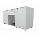 Schäfer Shop Select Aparador, 2 puertas + cajón, con cerradura, tablero aglomerado, An 1500 x P 420 x Al 663 mm, gris luminoso