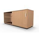 Schäfer Shop Select Aparador, con puerta corredera, con cerradura, tablero aglomerado, An 1600 x P 500 x Al 663 mm, adosable a la derecha, haya