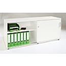 Schäfer Shop Select Aparador, con puerta corredera, con cerradura, tablero aglomerado, An 1600 x P 500 x Al 663 mm, adosable a la izquierda, blanco