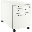 Schäfer Shop Select Archivador con ruedas 126, 3 cajones, tirador cuadrado, blanco/blanco