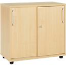 Schäfer Shop Select Armario auxiliar de puertas correderas, de madera, 2 estantes, An 800 x P 421 x Al 750 mm, arce