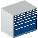 Schäfer Shop Select Armario de 7 cajones 64-36, capacidad de carga 200 kg por cajón, ancho 1193 x fondo 725 x alto 1000 mm, aluminio blanco/azul genciana