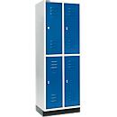 Schäfer Shop Select Armario para ropa, 2 x 2 compartimentos, 300 mm, con base, cerradura con pestillo giratorio, puerta azul genciana