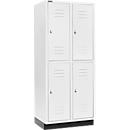 Schäfer Shop Select Armario para ropa, 2 x 2 compartimentos, 400 mm, con base, cerradura con pestillo giratorio, puerta gris claro