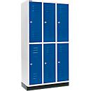 Schäfer Shop Select Armario para ropa, con 3 x 2 compartimentos, 300 mm, con base, cerradura de cilindro, puerta azul genciana