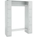 Schäfer Shop Select Armoire à casiers, avec étagère à chapeaux et tringle à vêtements, 2 x 4 compartiments, L 1735 x P 500 x H 1950 mm, gris clair/gris clair 
