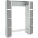 Schäfer Shop Select Armoire à casiers, avec étagère à chapeaux et tringle à vêtements, 2 x 4 compartiments, L 1735 x P 500 x H 1950 mm, gris clair/gris platine 