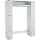 Schäfer Shop Select Armoire à casiers, avec étagère à chapeaux et tringle à vêtements, 2 x 5 compartiments, L 1735 x P 500 x H 1950 mm, gris clair/gris clair 