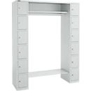 Schäfer Shop Select Armoire à casiers, avec étagère à chapeaux et tringle à vêtements, 2 x 6 compartiments, L 1735 x P 500 x H 1950 mm, gris clair/gris clair