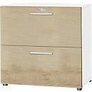 Schäfer Shop Select Armoire à dossiers suspendus SET UP, 2 tiroirs à dossiers suspendus, verrouillable, l. 800 x P 420 x H 744 mm, blanc/chêne 