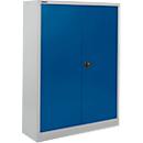 Schäfer Shop Select Armoire à matériel MSI 16412 - L 1200 x P 400 x H 1535 mm - 3 tablettes - acier aluminium blanc RAL 9006/bleu enzyme RAL 5010