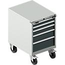 Schäfer Shop Select Armoire à outils mobile WSK 27-36, 5 tiroirs, H 920 mm, fermeture simple, acier, charge max. 200 kg, gris clair/gris anthracite