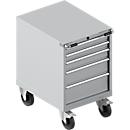 Schäfer Shop Select Armoire à outils mobile WSK 27-36, 5 tiroirs, H 920 mm, fermeture simple, acier, charge max. 75 kg, blanc-aluminium/blanc-aluminium