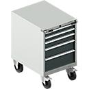 Schäfer Shop Select Armoire à outils mobile WSK 27-36, 5 tiroirs, H 920 mm, fermeture simple, acier, charge max. 75 kg, gris clair/gris anthracite
