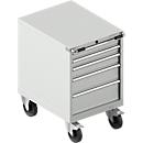 Schäfer Shop Select Armoire à outils mobile WSK 27-36, 5 tiroirs, H 920 mm, fermeture simple, acier, charge max. 75 kg, gris clair/gris clair