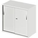 Schäfer Shop Select Armoire à portes coulissantes à poser/relever LOGIN, 2 hauteurs de classeurs, L 800 x P 420 x H 726 mm, gris clair/gris clair