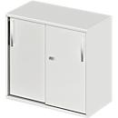 Schäfer Shop Select Armoire à portes coulissantes à poser/relever LOGIN, 2 hauteurs de classeurs, L 800 x P 420 x H 726 mm, gris clair/gris clair