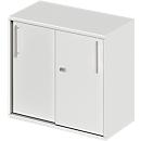 Schäfer Shop Select Armoire à portes coulissantes à poser/relever Start Off, à hauteur de table, verrouillable, L 800 x P 420 x H 726 mm, gris clair/gris clair 
