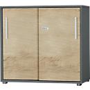 Schäfer Shop Select Armoire à portes coulissantes SET UP, verrouillable, 2 hauteurs de classeur, graphite/chêne 